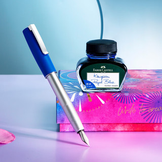 辉柏嘉（Faber-castell）钢笔/墨水笔如恩系列烟花礼盒套装 蓝色F 商务 练字  