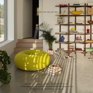 米邦嘉北欧设计师甜甜圈懒人沙发椅休闲创意艺术ins家用小矮凳 柠檬黄 直径120cm