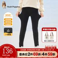 暇步士（Hush Puppies）童装儿童女大童23冬季一体绒打底裤简约抑菌保暖舒适 钻石黑 140cm