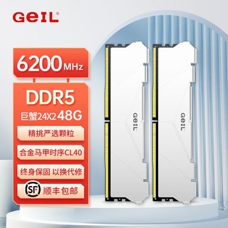 GeIL 金邦 巨蟹战甲系列 DDR5 6400MHz 台式机内存 马甲条 白色 32GB 16GB*2