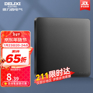 DELIXI 德力西 CD821 磨砂黑色暗装开关面板 86型 墙开带USB电脑插座 空白面板