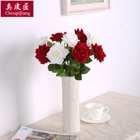 仿真玫瑰花永生花塑料花束花假花客厅餐桌插花干花摆设装饰