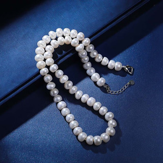 景饰【新年】朝暮珍珠项链女款S925银馒头形珍珠项链9-10mm