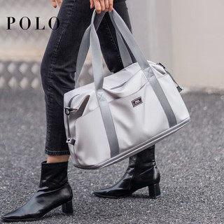 POLO旅行包女手提包男运动包干湿分离大容量行李袋单肩斜挎可扩容 灰色（可扩容，干湿分离）