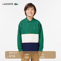 LACOSTE法国鳄鱼童装时尚百搭拼色长袖POLO衫PJ1262 P2I/黑白绿拼色 10A/140