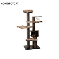 蜜罐猫爬架猫窝猫树一体黑胡桃木色漆面实木多层板猫架大型 H2501
