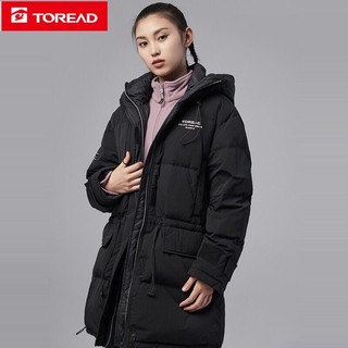 TOREAD 探路者 连帽中长款时尚防风蓄热保暖女式羽绒服 带抽绳TADI92775