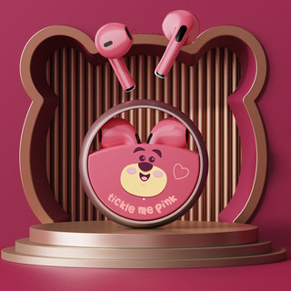 Disney 迪士尼 联名QS13蓝牙耳机半入耳式无线超长续航苹果华为通用 玫红草莓熊