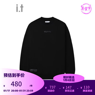 izzue it 男装圆领卫衣时尚潮男logo字母装饰3122F3L BKX/黑色 M