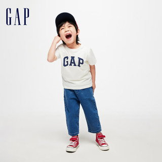 Gap男幼童春季2024LOGO纯棉短袖T恤儿童装404338两件装 黑白组合 100cm(2-3岁)偏小，选大一码