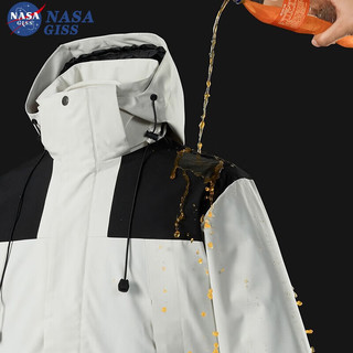 NASA GISS 冲锋衣男女三合一户外防风防水外套男秋冬季加厚登山服夹克潮 象牙白 XL