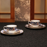 NARUMI/鸣海 KIKKA 伊万里 双人茶/咖啡杯碟套组280cc 骨瓷 釉中彩 礼盒