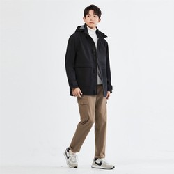 GIORDANO 佐丹奴 秋冬保暖仿羊羔绒复合摇粒绒轻防水外套男休闲连帽男式工装夹克