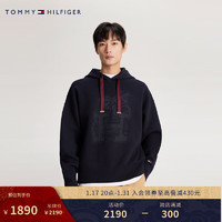 TOMMY HILFIGER【龙年系列】24早春男女龙纹勾线宽松连帽针织卫衣34195 藏青色DW5 L