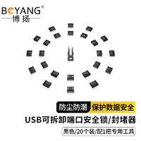 博扬 USB可拆卸锁 USB-A接口封堵器端口锁 黑色 20个装（配1把工具）BY-USB-ZS-BK20