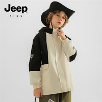 Jeep中大童装秋季外套男童棒球服秋装防风衣高中小 黑白 160cm