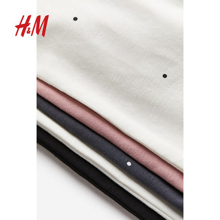 H&M童装女童T恤5件装秋季休闲简约纯色棉质汗布长袖上衣0678157 深灰色/波点 120/60