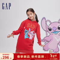 Gap【史迪奇联名】女童春季2024抓绒卫衣裙847160儿童连衣裙 红色 140cm(M)亚洲尺码