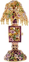 FASSLINO 复古台灯珠宝饰品盒带铰链经典手绘饰品家居装饰工艺礼品(紫色)
