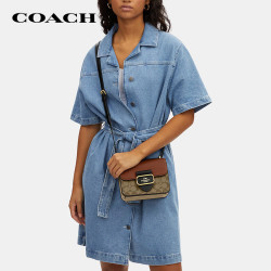 coach蔻驰女士morgan系列老花拼接单肩斜挎包马鞍包cl462ime7v