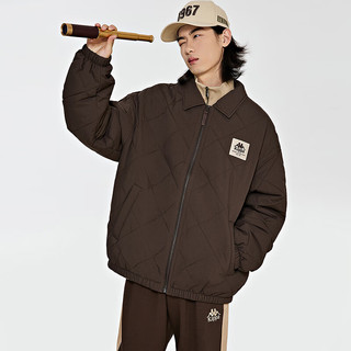卡帕（Kappa）棉服新款男冬翻领绗缝户外防寒服复古保暖夹克外套 巧克力深棕-6536 M