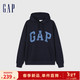 Gap 盖璞 男女装春季2024新款LOGO美式复古连帽法式圈织软卫衣892186 海军蓝 175/96A亚