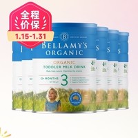 BELLAMY'S 贝拉米 澳洲有机 婴儿配方奶粉 3段 900g*6罐