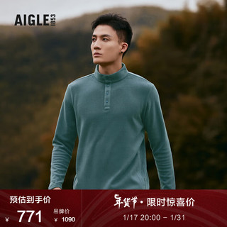 AIGLE艾高MILEHOUSE F22男士保暖轻盈户外休闲半拉抓绒衣 矿蓝色 AL423 L(180/96A)