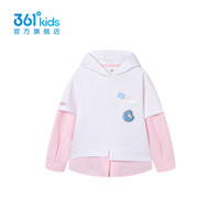 361°361度童装女童连帽卫衣2024年春季中大童卫衣 本白 130
