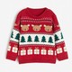 H&M HM童装男婴毛衣2023冬季新款红色保暖提花针织长袖套衫1205977