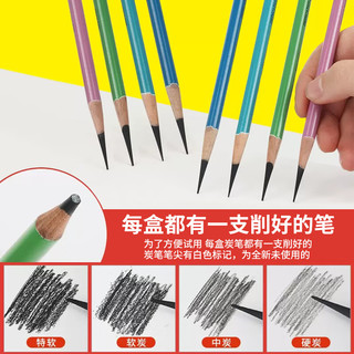 NYONI 尼奥尼 炭笔美术专用素描铅笔速写绘画艺考生专业工具套装 软中硬混装（12支装）