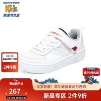 Skechers斯凯奇儿童鞋春秋款小白鞋女童透气板鞋轻便中大童休闲鞋405698L 白色/WHT 28.5