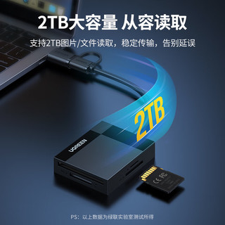 绿联USB/Type-C多功能读卡器3.0高速 支持SD/TF/CF/MS卡相机监控内存卡 适用电脑苹果15/iPad/安卓手机