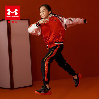 安德玛（Under Armour）儿童外套新年系列红色男童外套罗领纹夹克运动男女中大童外套童装 红色 150cm