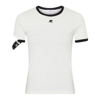 courreges 女士白色黑边logo半袖T恤