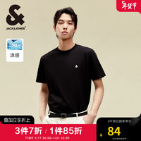 杰克·琼斯（JACK&JONES）春夏短袖时尚潮款简约凉感多色短袖T恤上衣男224101122 黑色E40 常规 黑色E40 180/100A/L