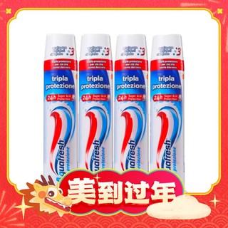 爆卖年货：Aquafresh 艾科弗 按压式三色牙膏 100ml*4