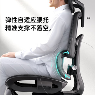黑白调（Hbada）E2 人体工学椅电脑椅子办公椅可躺宿舍学习椅家用旋转电竞椅 标准 E2-黑色标准【动态腰托+3D扶手】