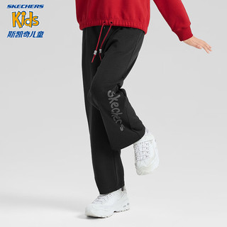 SKECHERS 斯凯奇 新年童装女童长裤冬季龙年2024儿童直筒裤L124G079 碳黑/0018 130cm