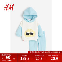 H&M童装男婴套装2件式卡通连帽衫慢跑裤1131215 浅绿松石色/LEGO DUPLO 90/52
