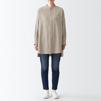 無印良品 無印良品 MUJI 女式 法兰绒 中长衬衫 BCJ16C1A 长袖休闲百搭衬衫