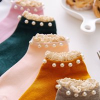 蕾丝袜子女潮短袜纯棉浅口韩国可爱花边日系夏季薄款短筒珍珠袜子