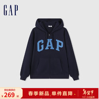 Gap 盖璞 男女装春季2024新款LOGO美式复古法式圈织软卫衣外套