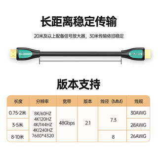 绿巨能 HDMI线2.1版 8K数字高清线 3D视频线工程级 笔记本电脑机顶盒连接电视投影仪显示器数据连接线10米