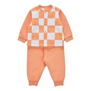 良良婴儿内衣套装宝宝舒适睡衣家居服空调房衣服儿童可爱衣服四季可穿 星橙漫步夹棉正襟套装 73cm