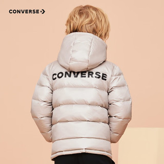 匡威（Converse）儿童装男童羽绒服秋冬防风保暖外套中大童轻薄小女孩连帽上衣 烟灰绿 110/52(4)