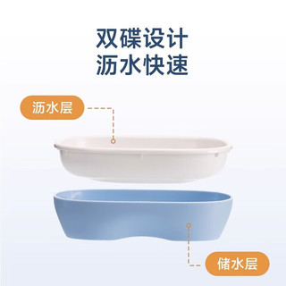 茶花（CHAHUA）肥皂盒双层沥水香皂盒大号家用台置式免打孔肥皂盒子 蓝色1只【15*10.6*3.7cm】 双层沥水，多规格通用