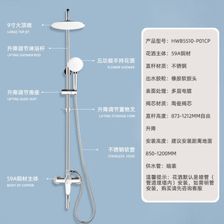 惠达(HUIDA)卫浴花洒马桶套装虹吸式坐便器马桶家用三功能淋浴花洒套装组合 es21轻智能+5512花洒 305mm