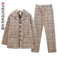 芬腾睡衣男士冬季珊瑚绒夹棉保暖加厚加绒2022年时尚家居服