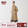 无印良品（MUJI）女式 不易沾水 立领大衣 外套女款 中长款 风衣 BDE94C4S 米色 S (155/80A)